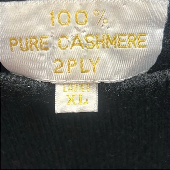 Pure Cashmere 2-Ply Women’s Black Neutral Pullover Sweater Size XL Luxury - Picture 5 of 6